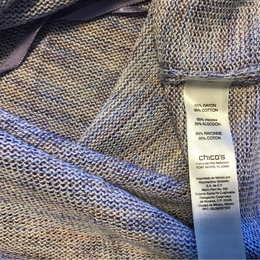 Chico's Blue and Cream Knit Top - Picture 6 of 7